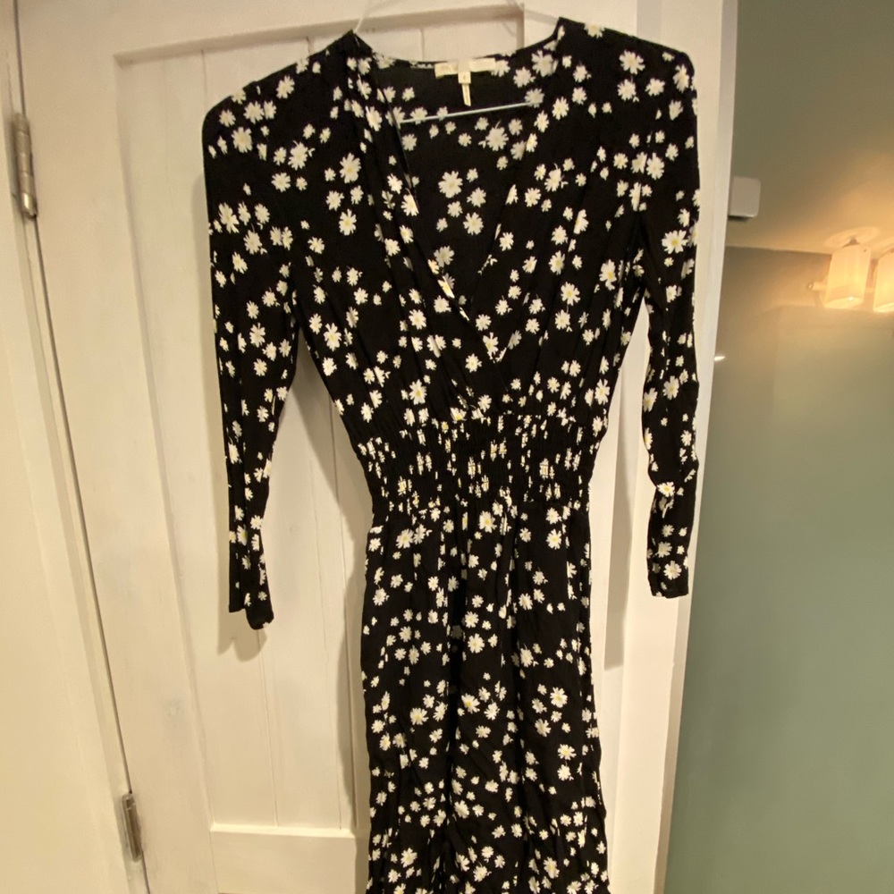 Maje black floral dress v neckline